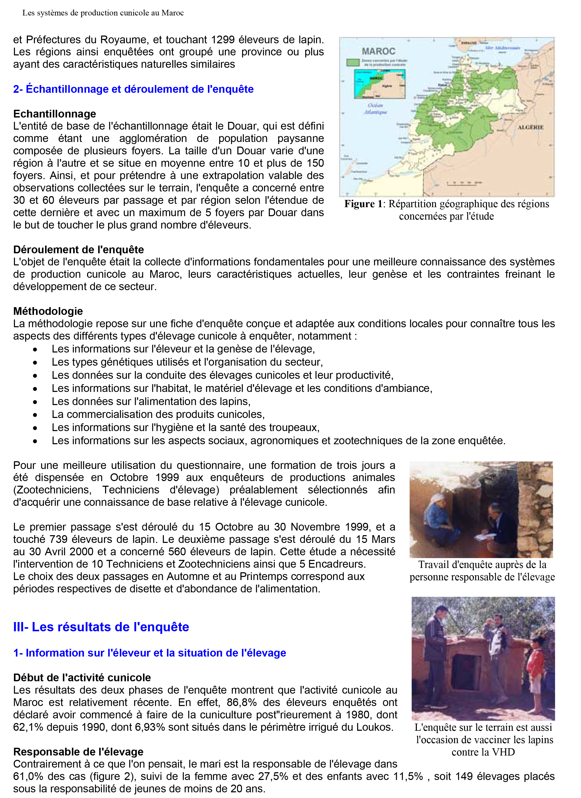 Etude sur les systèmes de production cunicole au Maroc