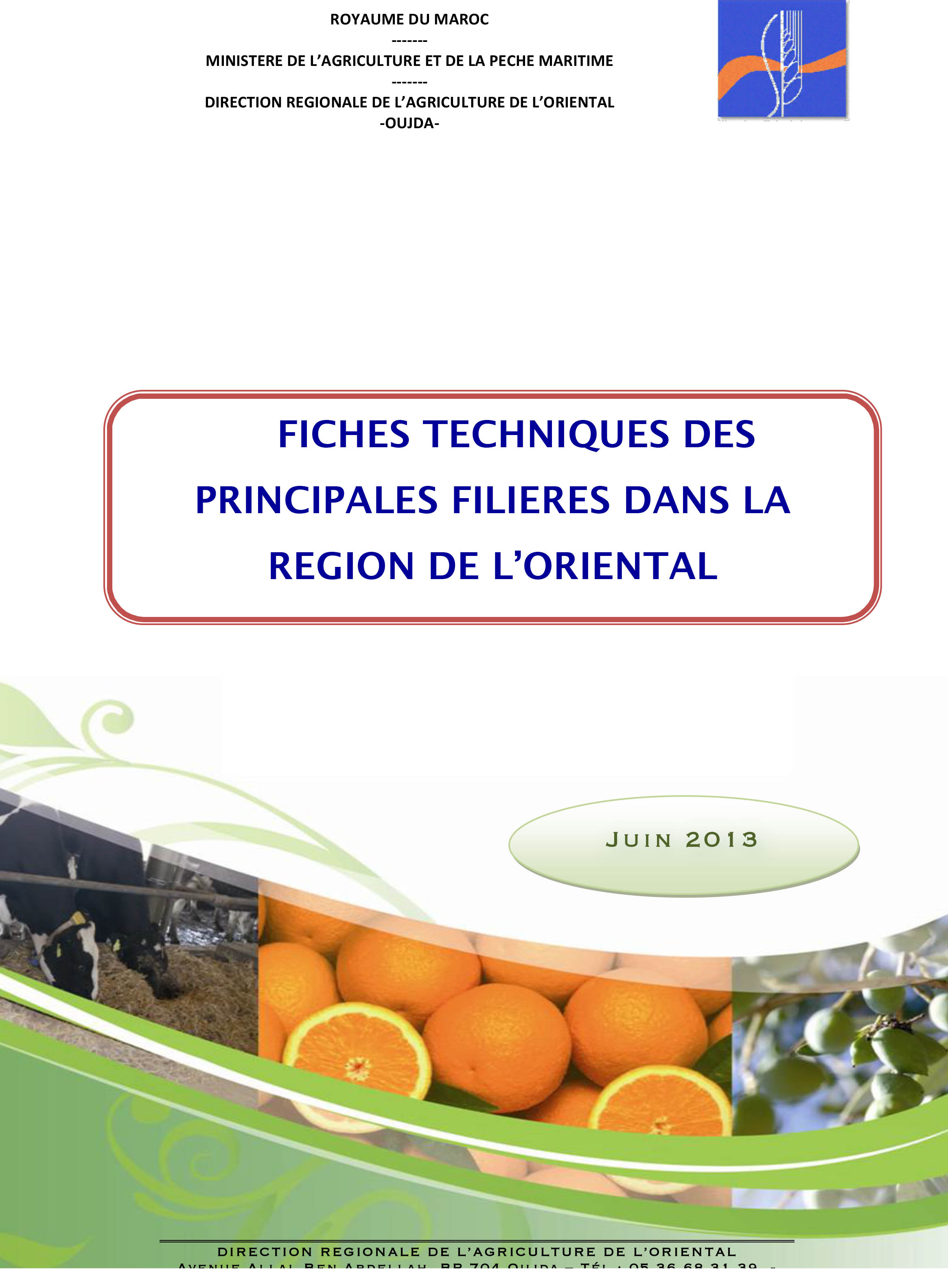 FICHES TECHNIQUES DES PRINCIPALES FILIERES DANS LA REGION DE L’ORIENTAL